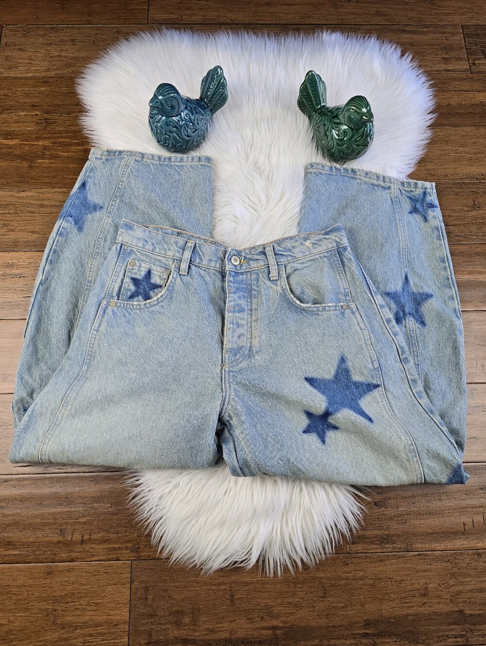 We The Free RARE Shadow Star Good Luck Barrel Jeans 26 - Picture 15 of 16
